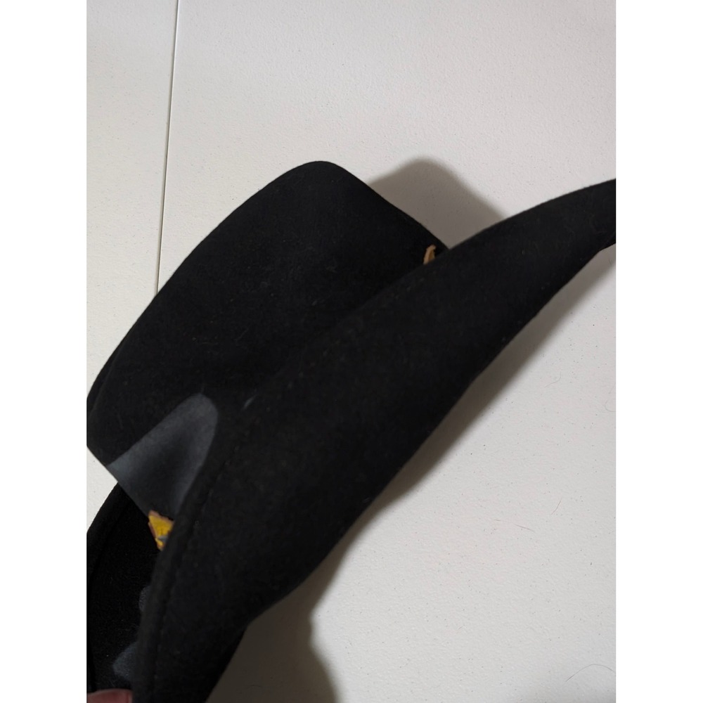 Bullhide Ghost Rider Cowboy Hat Mens M Black Wool Felt Skull Spikes Western - Picture 5 of 13